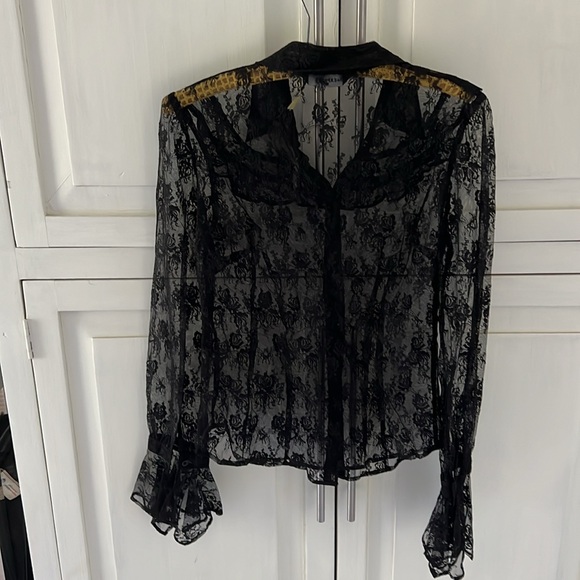 Express Vintage Black Lace Button Up Blouse - Picture 7 of 7